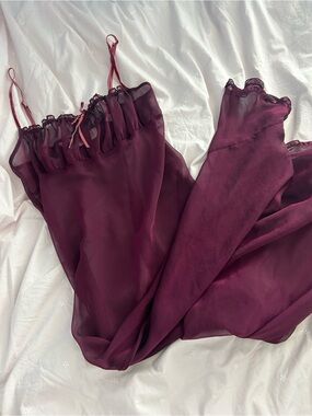 Vintage Victoria Secret Sheer Delicate Iridescent Burgundy Slip Dress